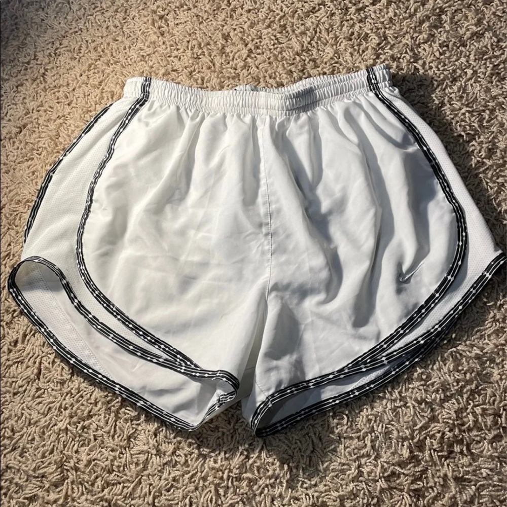 Nike White and Black Dri-Fit Shorts